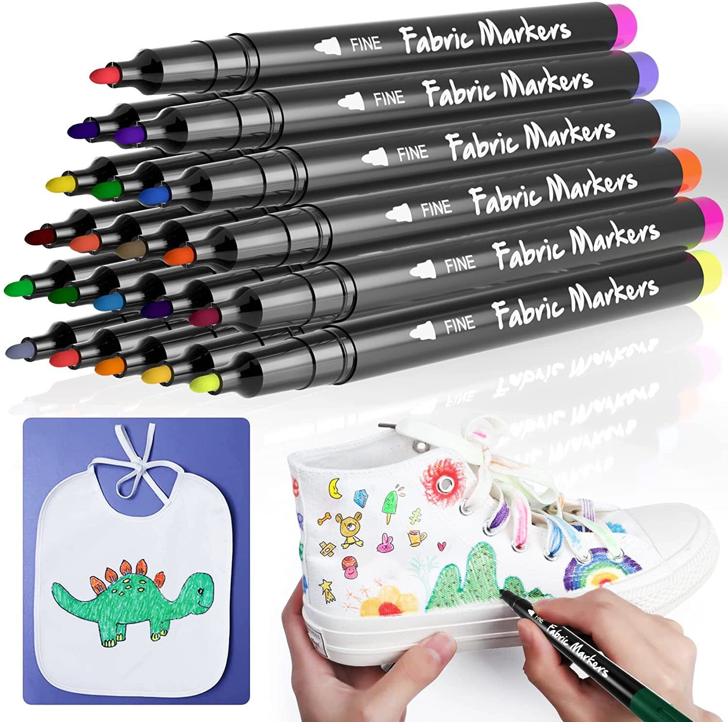 Fabric Markers Permanent Pens Paint Clothing Textile Dye T-Shirt Shoes DIY Set