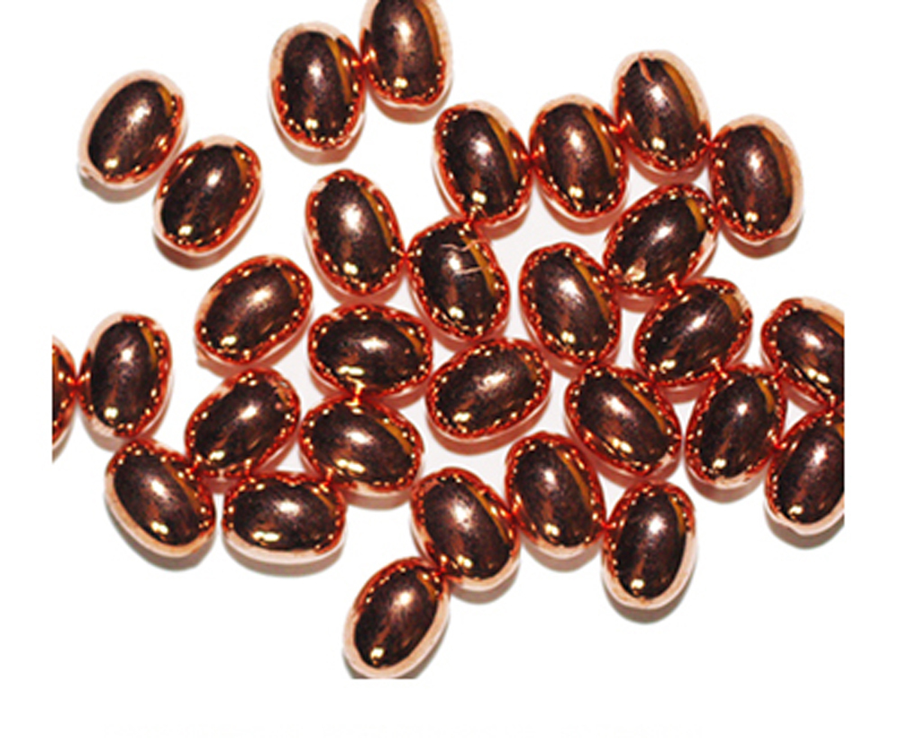 8mm Oval Melon Bright Copper Metalized Metallic Beads