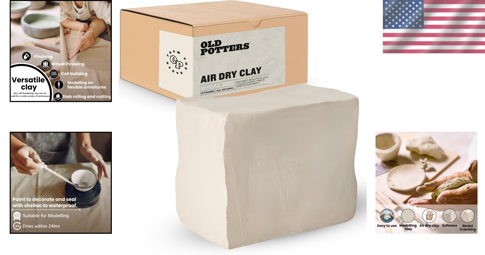 Air Dry Clay White 10 lbs Natural Modeling Clay for Crafts Pottery
