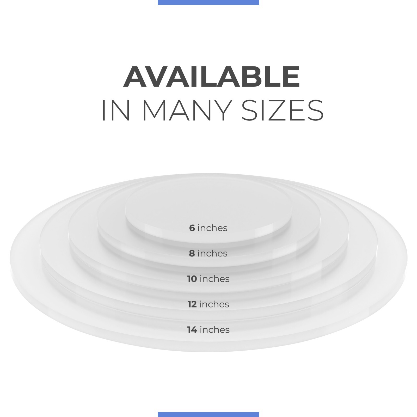 Round Acrylic Plexiglass Sheet Table Top 1/4″ Flat Clear Cake Disc Lucite Circle