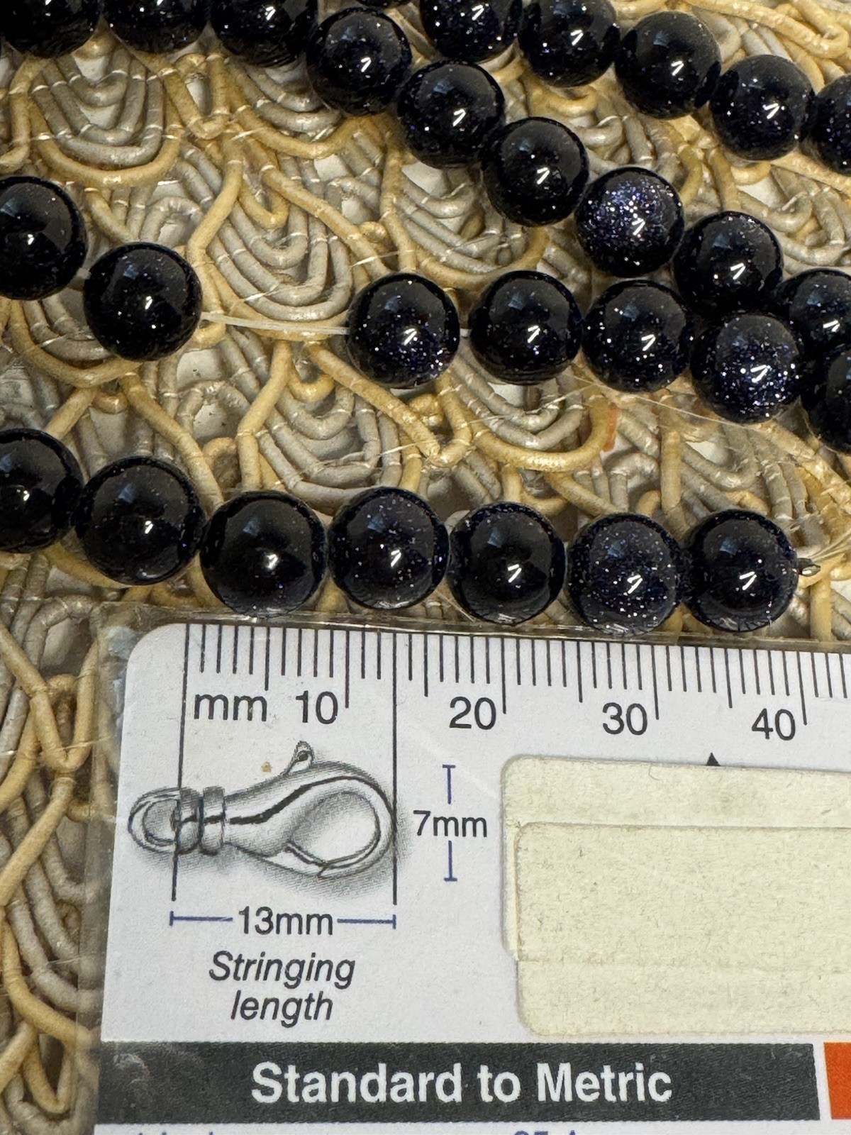 Blue Sandstone Goldstone Beads Sparkle Smooth round Stone 8mm