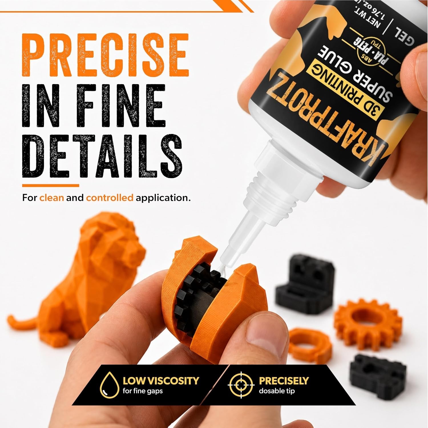 1.75 oz High Viscosity 3D Printing Super Glue – Strong, Clear Gel for Filaments
