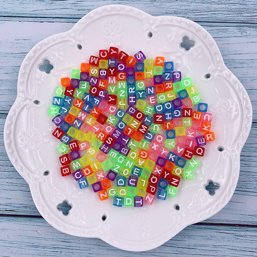 1000 Pcs Letter Beads Acrylic Cube Beads Alphabet Beads Number Beads Large Hole
