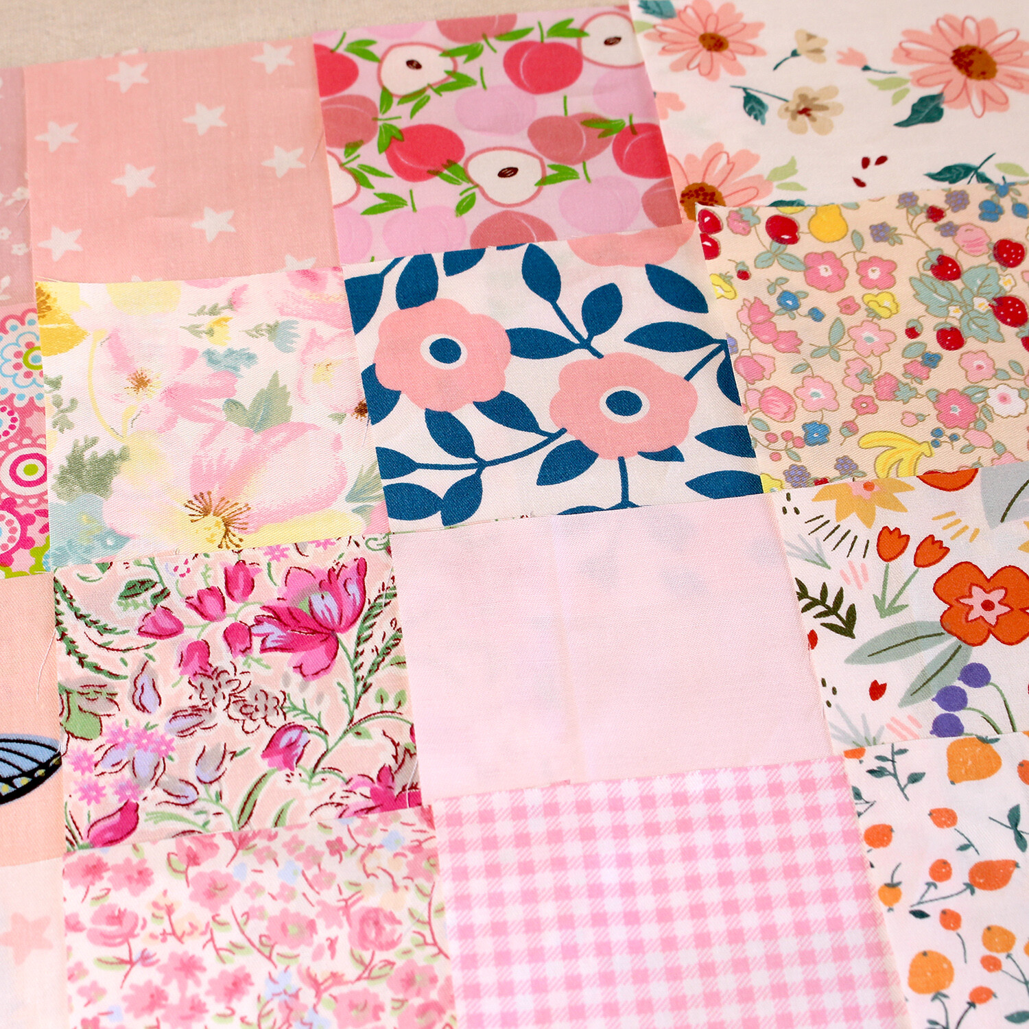 100 Sewing Pink Cotton Floral Quilting Fabric Squares Scraps Bundle Craft Diy