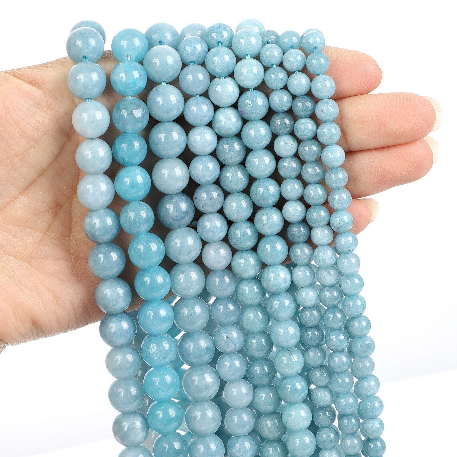 Natural-Gemstone Round Spacer Loose Beads Jewelry Making 4mm 6mm 8mm 10mm 12mm