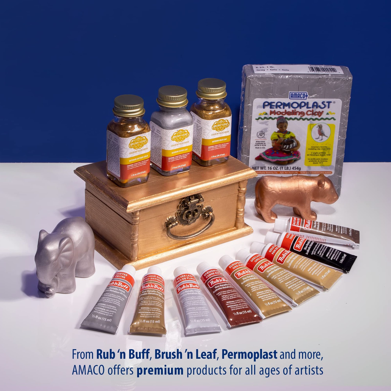 AMACO Rub n Buff Wax Metallic Finish – n 0.5 Fl Oz (Pack of 1), Gold Leaf