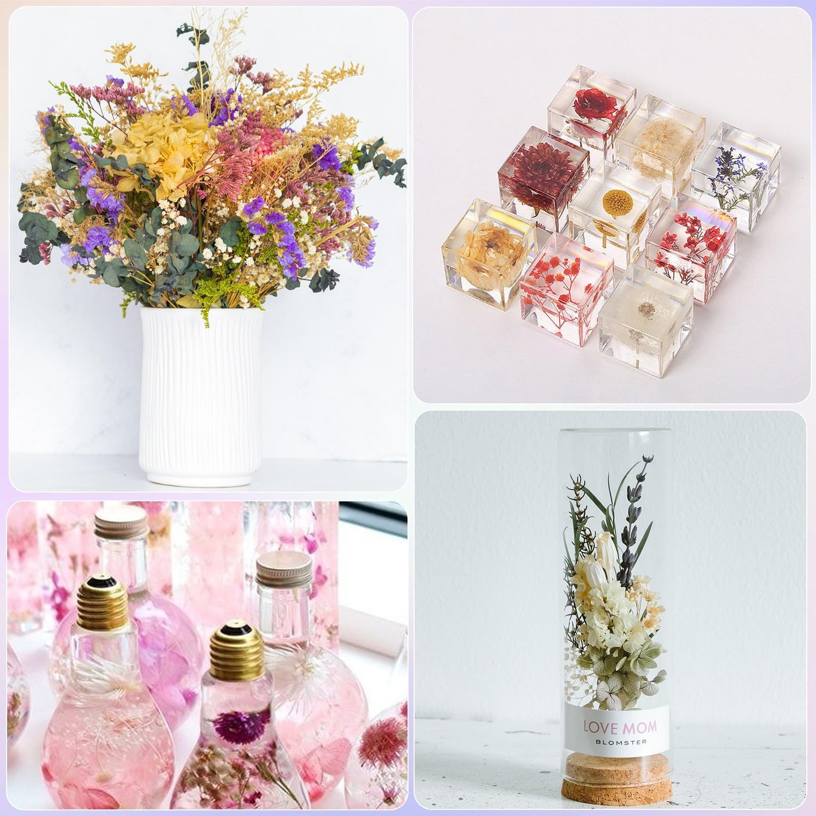 Comkrivy Real Dried Flowers 100% Natural Dried Flowers, Mixed Colors Dried Leaf