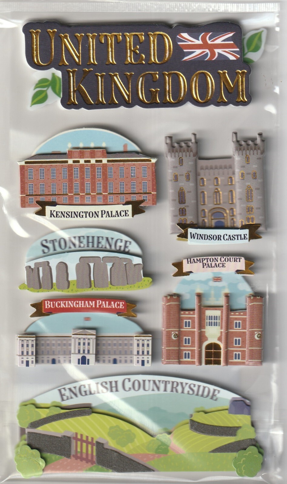 Generic United Kingdom London Brittan 3-D stickers $4.99 retail FREE shipping!