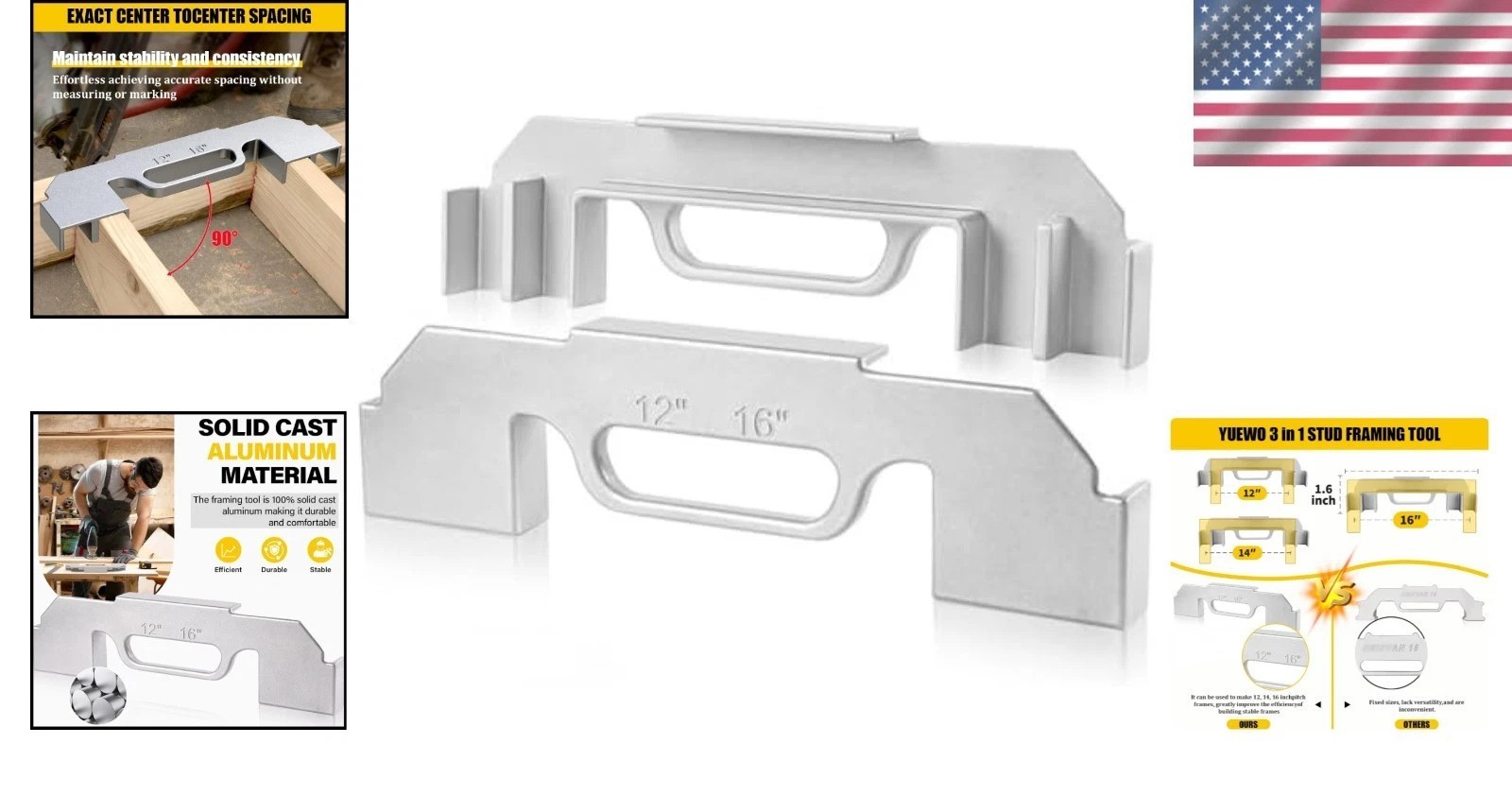 Durable 100% Cast Aluminum Stud Spacing Tool – For DIY & Professionals Alike