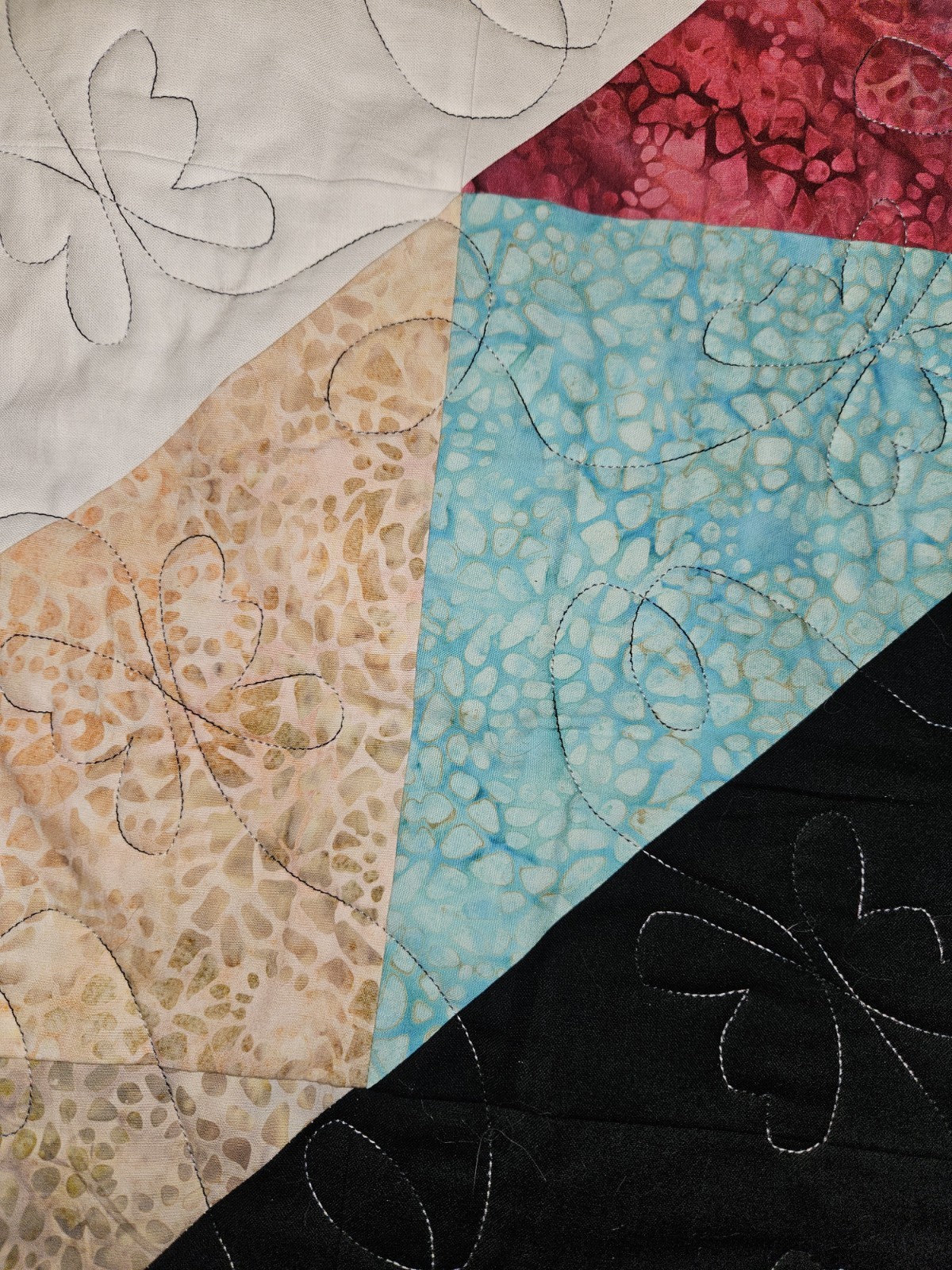 Handmade Modern Batik Patchwork Quilt Multicolor 90″ X 72″ Wonderful Condition