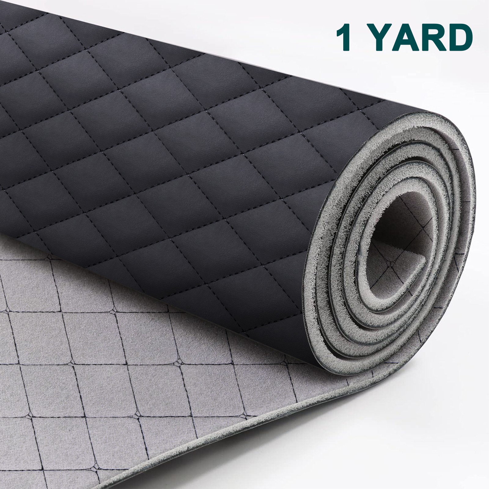 64″ Quilted Nappa Fabric Foam Padded Auto Interior Upholstery Material Black