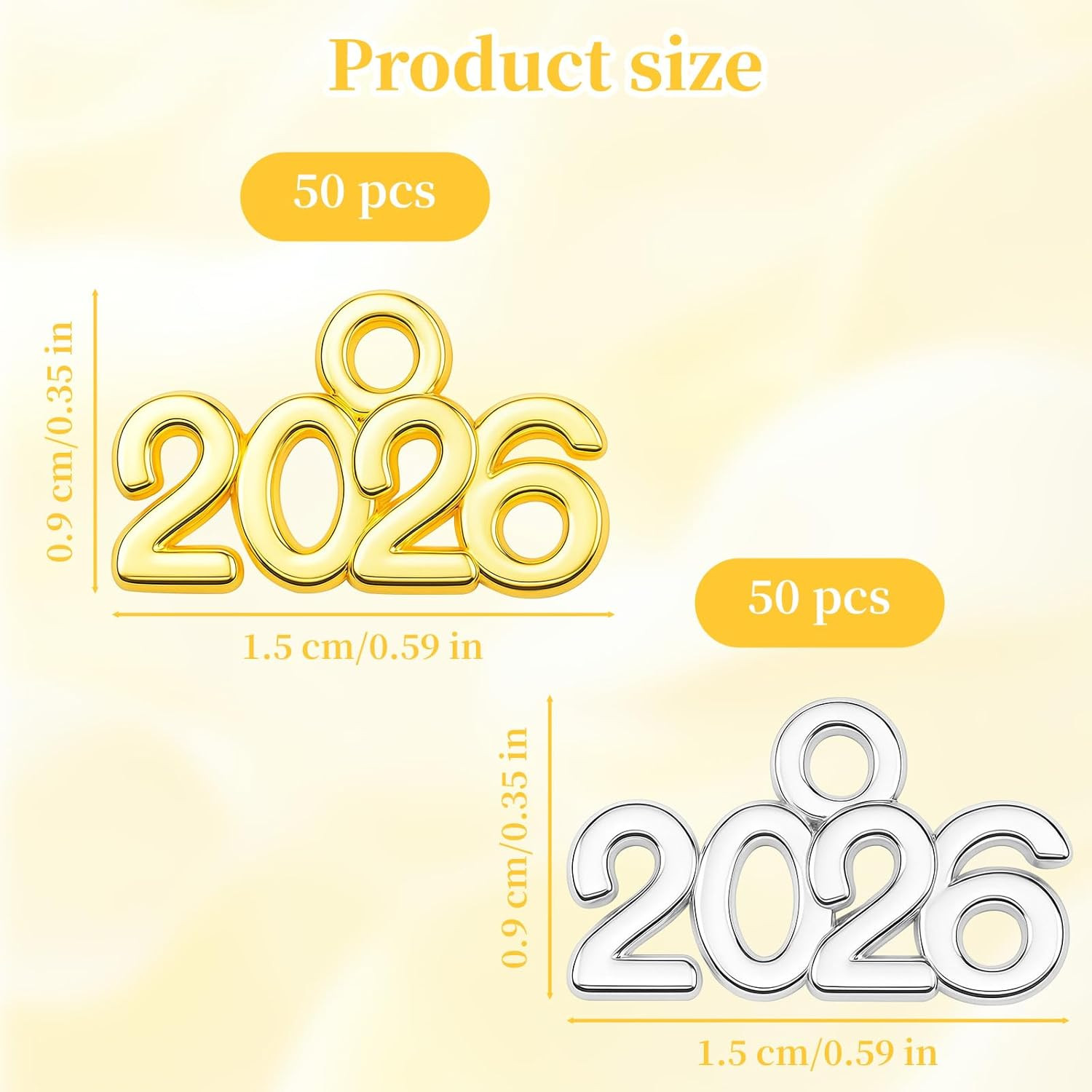 100Pcs 2026 Graduation Charms – Gold & Silver DIY Jewelry Pendants
