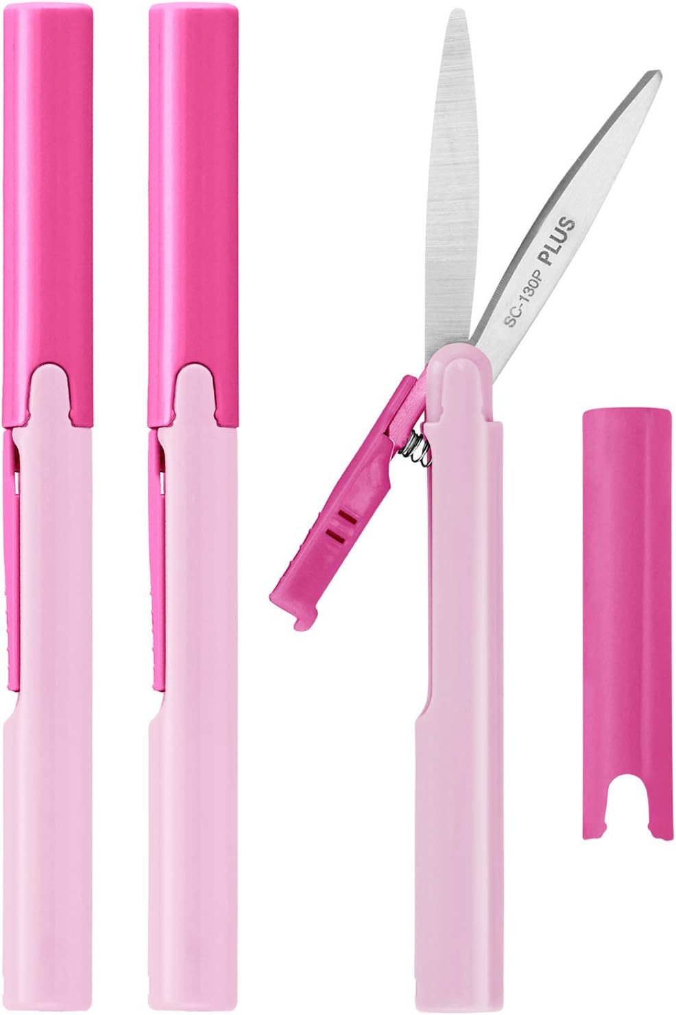 Pen Style Compact Twiggy Scissors with Cover, 3-Pack Pink