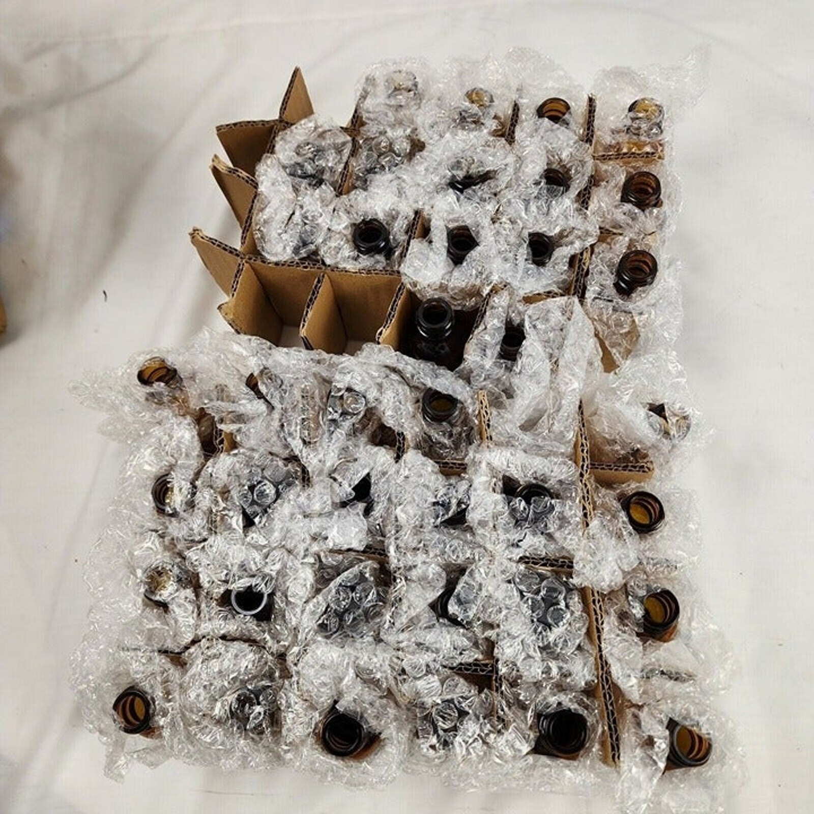 39-Count, Boston Round Glass Bottles, Amber, 40 mL, NO TOPS