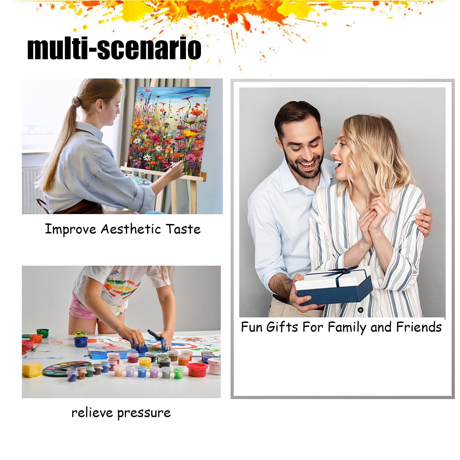 Wildflower Paint by Numbers Kit for Adults 16×20 Inch Canvas Art