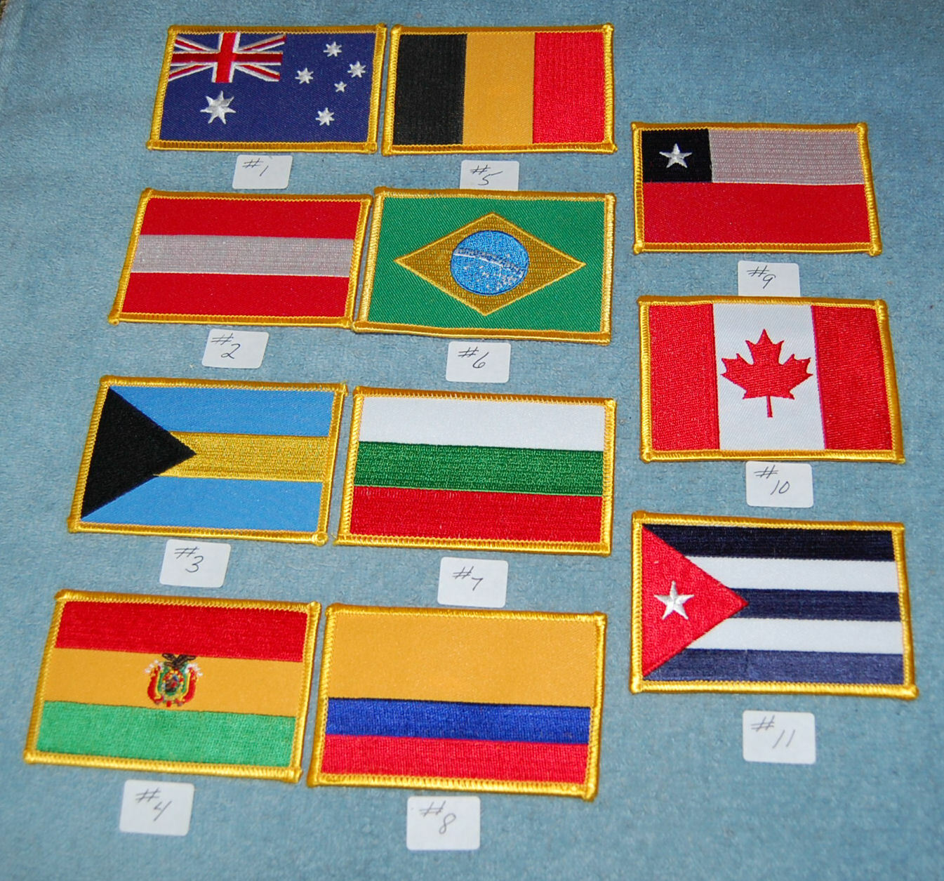 Various International Country (A-C) Flag Embroidered Patches, New