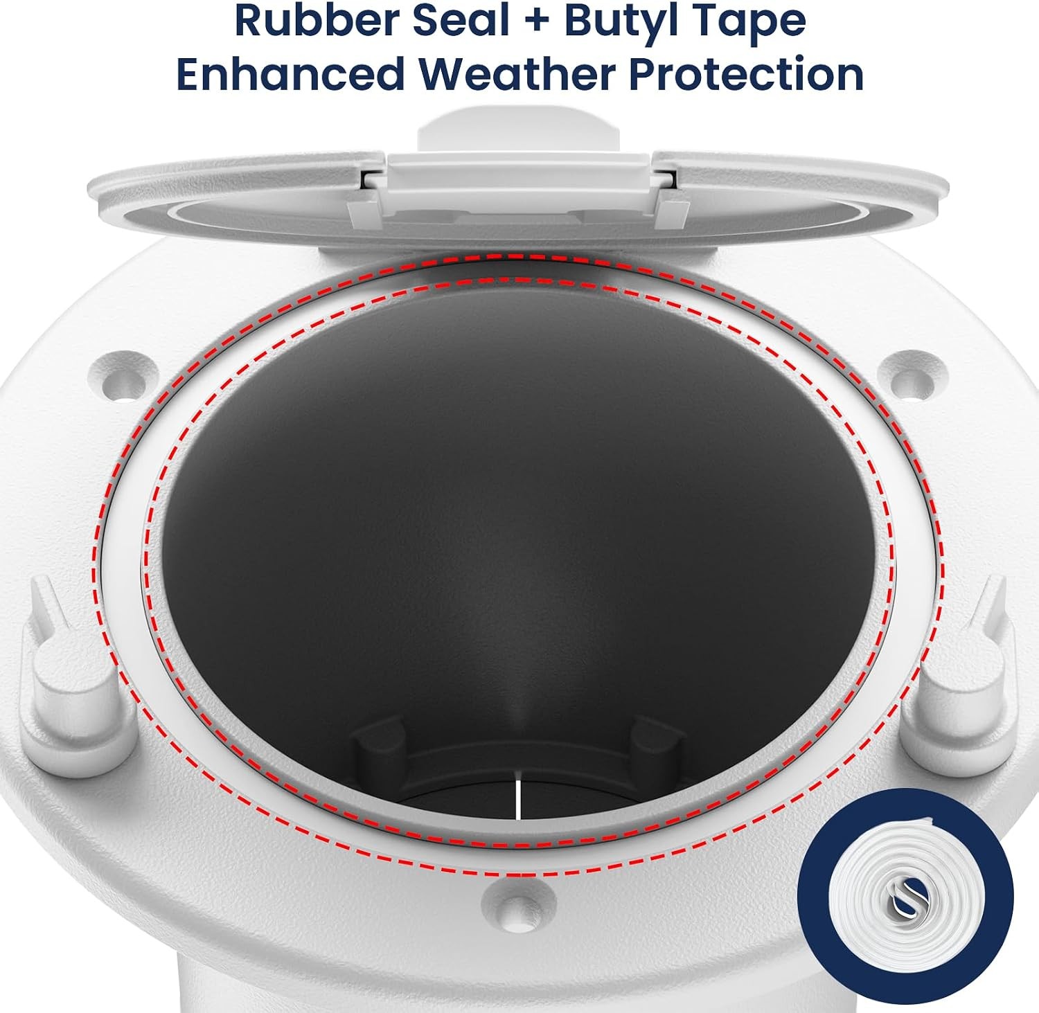 Aluminum RV Power Cord Hatch Cover, Electric Cable Pass-Through Hatch, Accepts 3