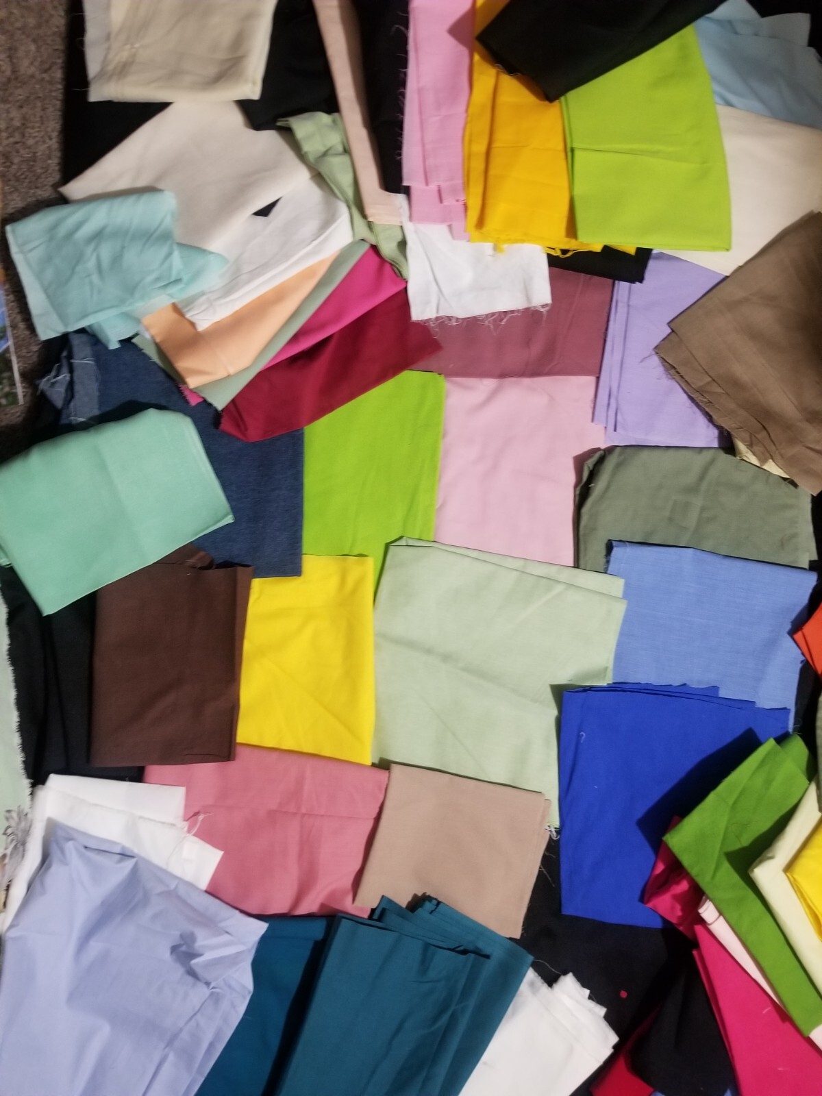 New Solid/Plain Cotton Fabric For Quilts Scrapbooking Crafts Sewing – Lot of 30