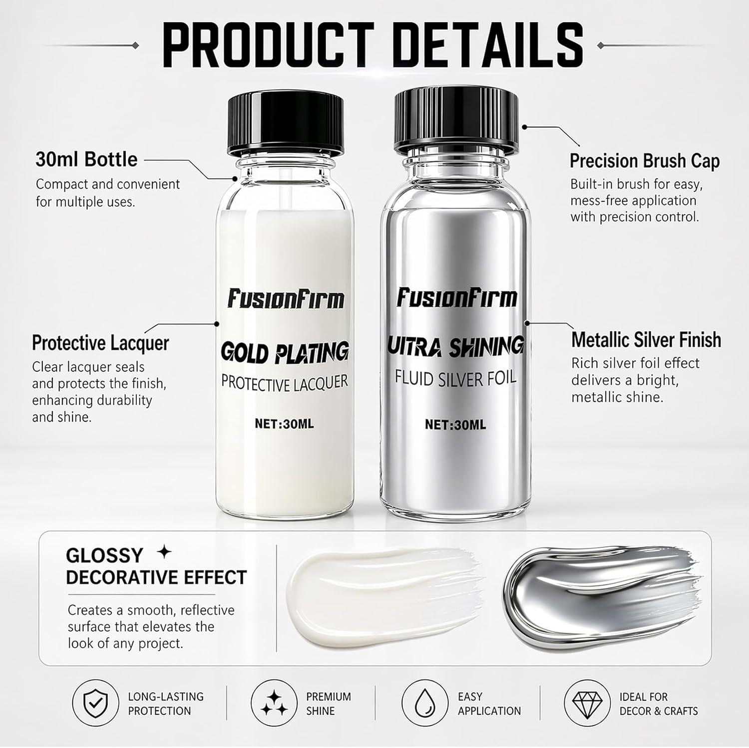 Liquid Leaf Paint – Alcohol-Based Airbrush Paint – High Gloss Finish Silver 1 Fl