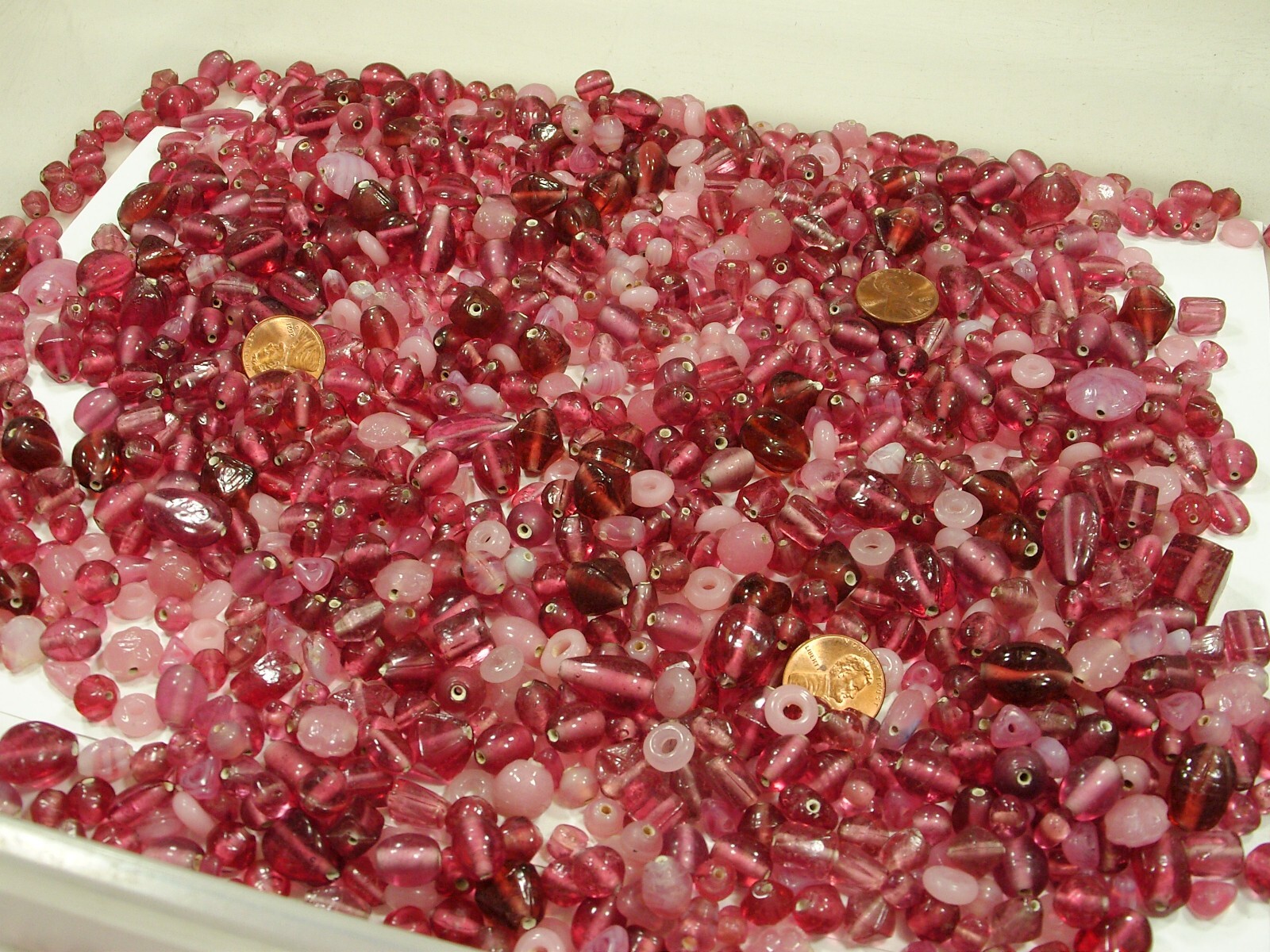2 Pounds Assorted Shapes and Sizes India Handmade Pink Glass Beads Bulk (GV-3B)