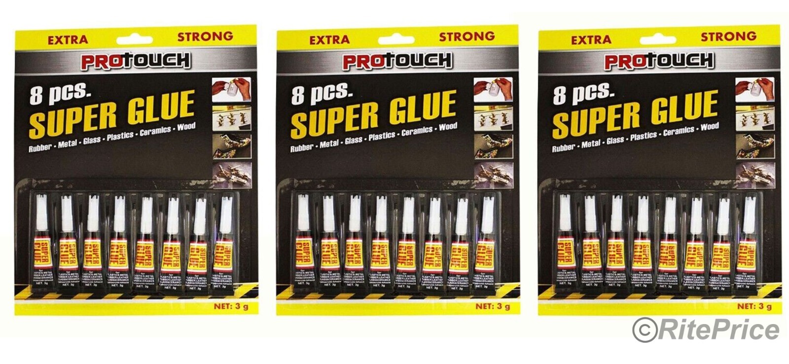 24 Pcs (3 Pack) Super Glue – ‘Cyanoacrylate Adhesive’ 3 Grams All Purpose Repair