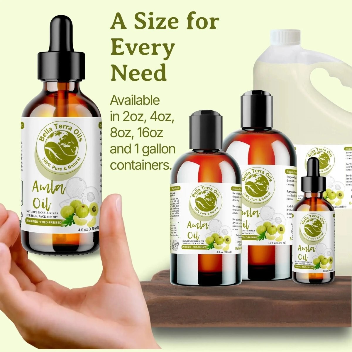 Organic Cold-Pressed Indian Amla Oil 100% Pure Hair Skin Nails Face