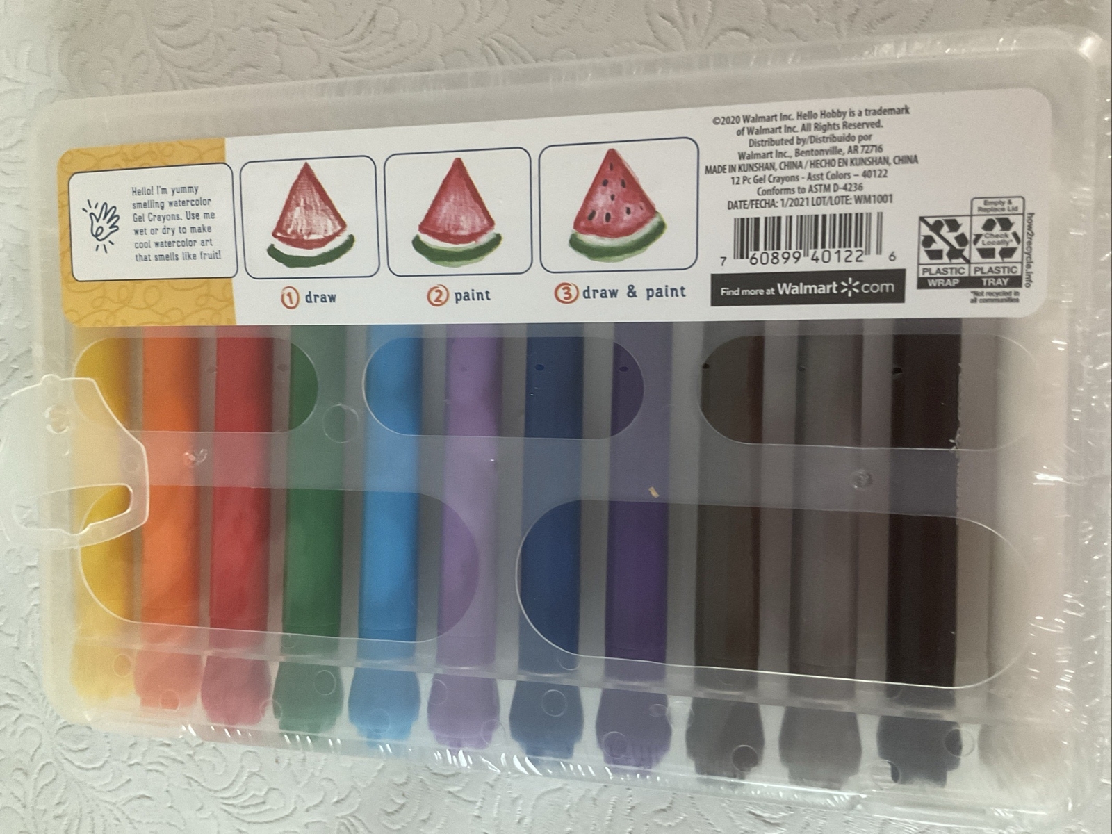 Hello Hobby 12 FRUIT SCENTED GEL CRAYONS | ASSORTED COLORS | Safe & Non-Toxic
