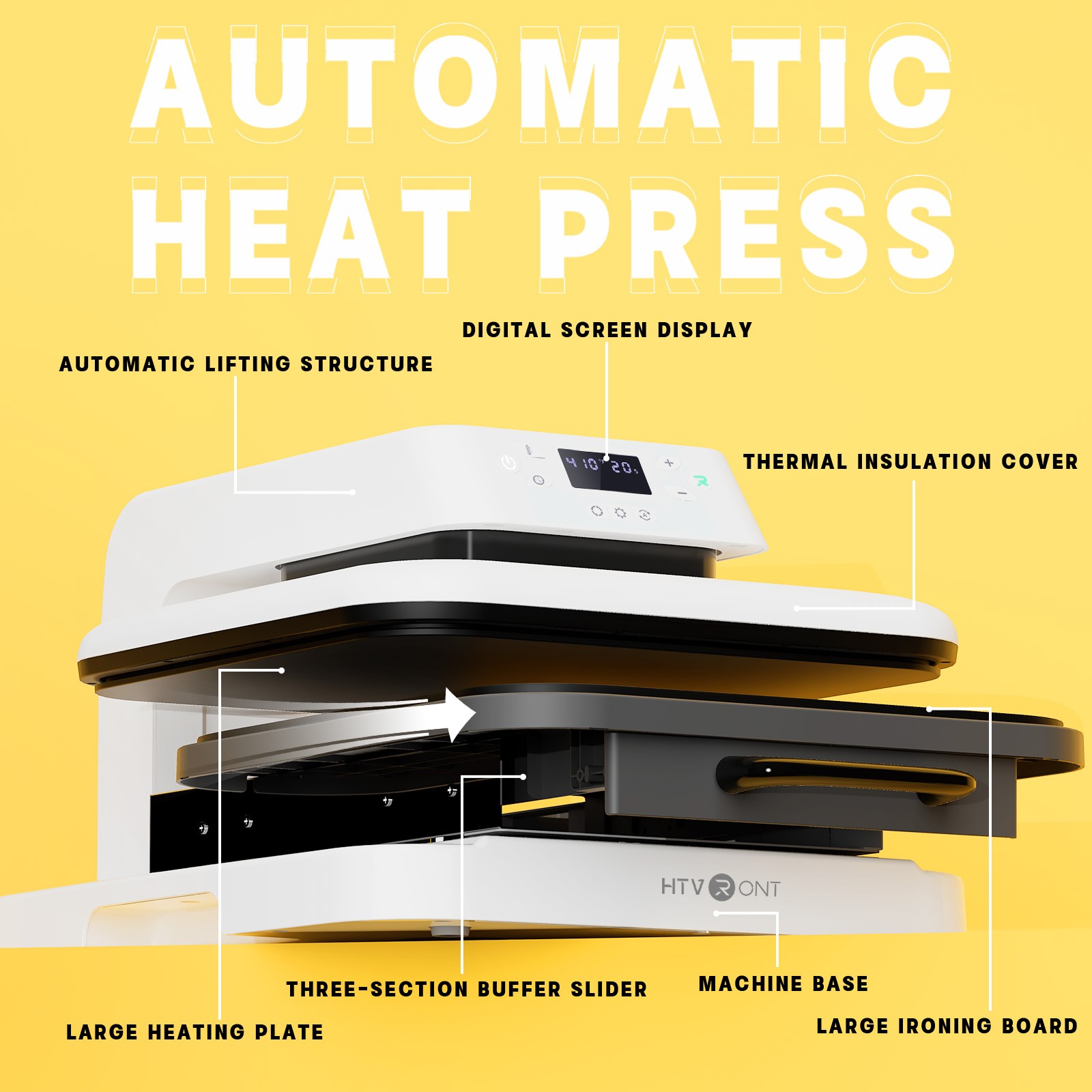 HTVRONT Heat Press Machine&Heat Transfer Vinyl&Painters Tape for T Shirt Press