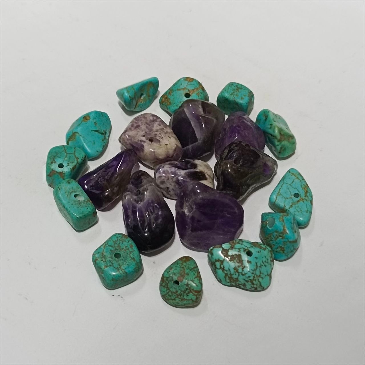 Natural Turquoise Amethyst Gemstone Beads Egyptian Handmade Jewelry Craft Design