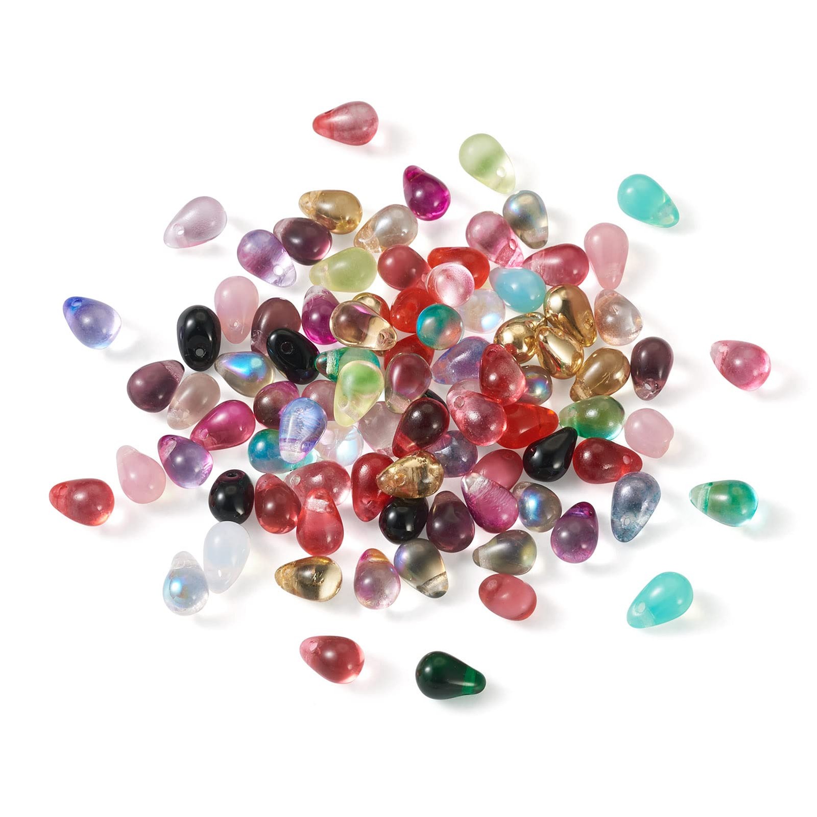 Craftdady 350Pcs Teardrop Czech Glass Beads Mixed Colors Lustered Drop Spacer…