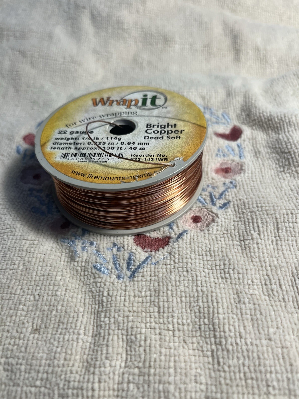 Wrap it Bright Copper Wire 22 Gauge Dead Soft Spool 130ft .025″(.64mm) Unused