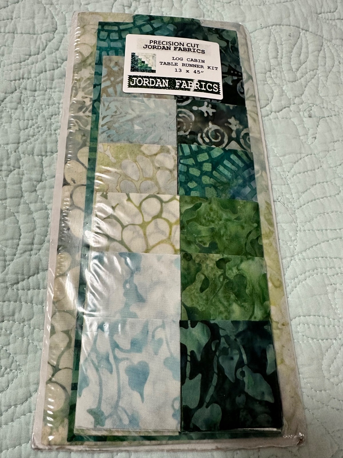 Jordan Fabrics Log Cabin Table Runner Kit BELLA VITA TEAL PRECUT PIECES 13×45