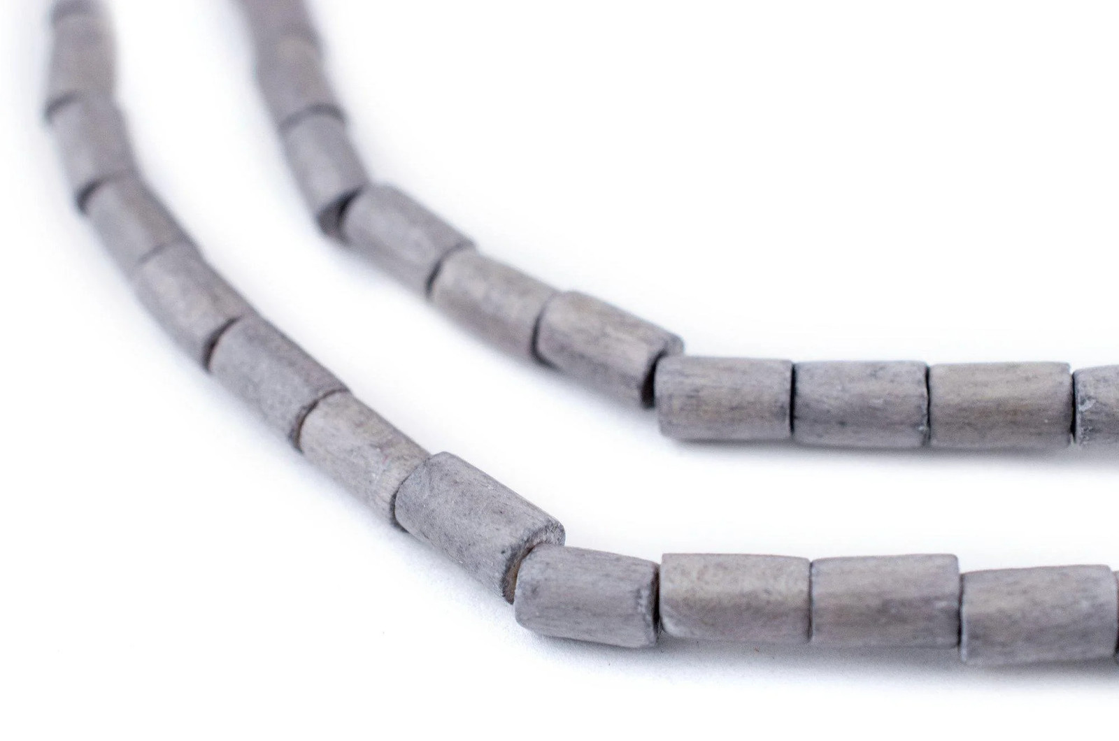 Grey Tube Natural Wood Beads 7x5mm 16 Inch Strand