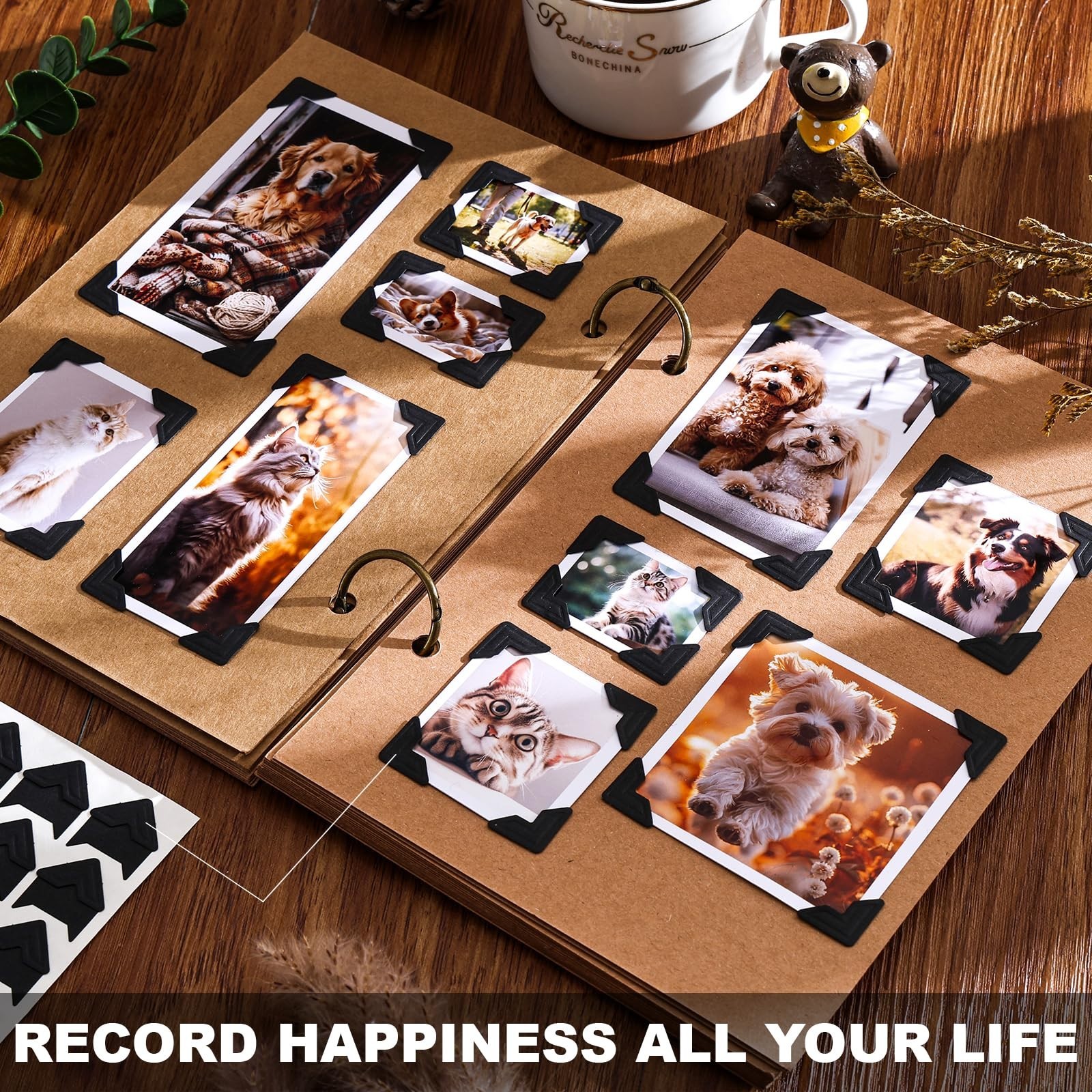 360 Pcs Photo Corners Self Adhesive, Scrapbooking Photo Mounting Corners, Black