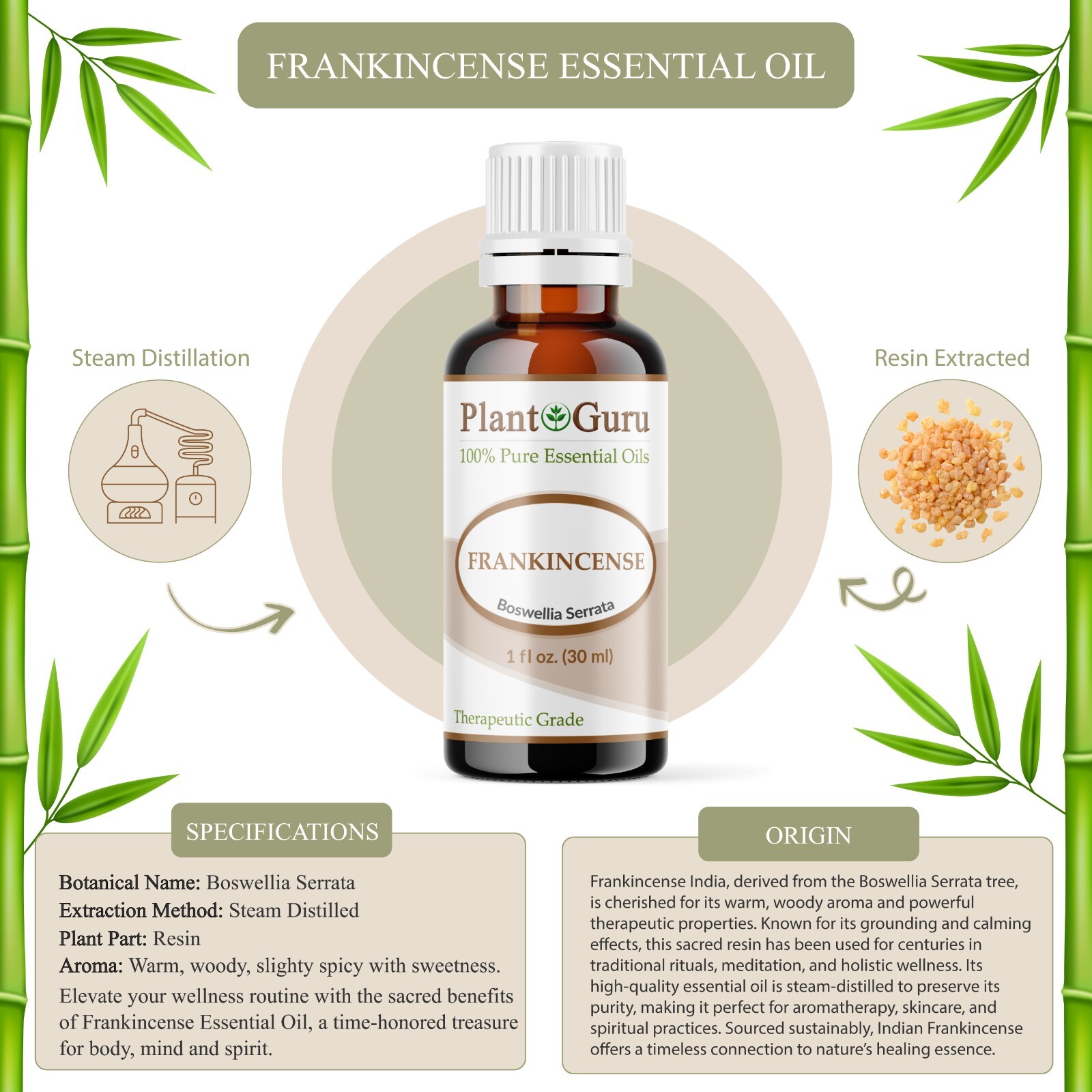 Frankincense Essential Oil 100% Pure Natural Therapeutic Grade Boswellia Serrata