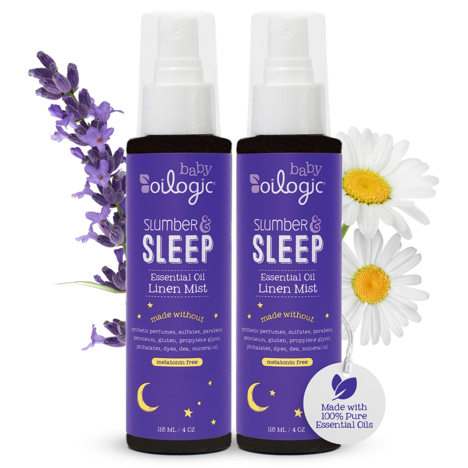 Oilogic Slumber & Sleep Spray for Babies 4 Fl Oz (Pack of 2), White Or Cream