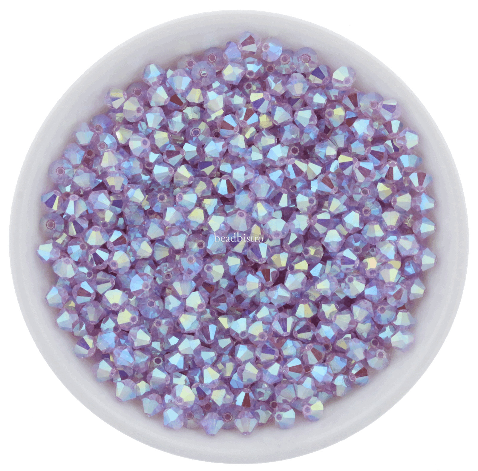 Preciosa Bicones Violet AB2X 3mm, 4mm, 6mm Crystal Bicones