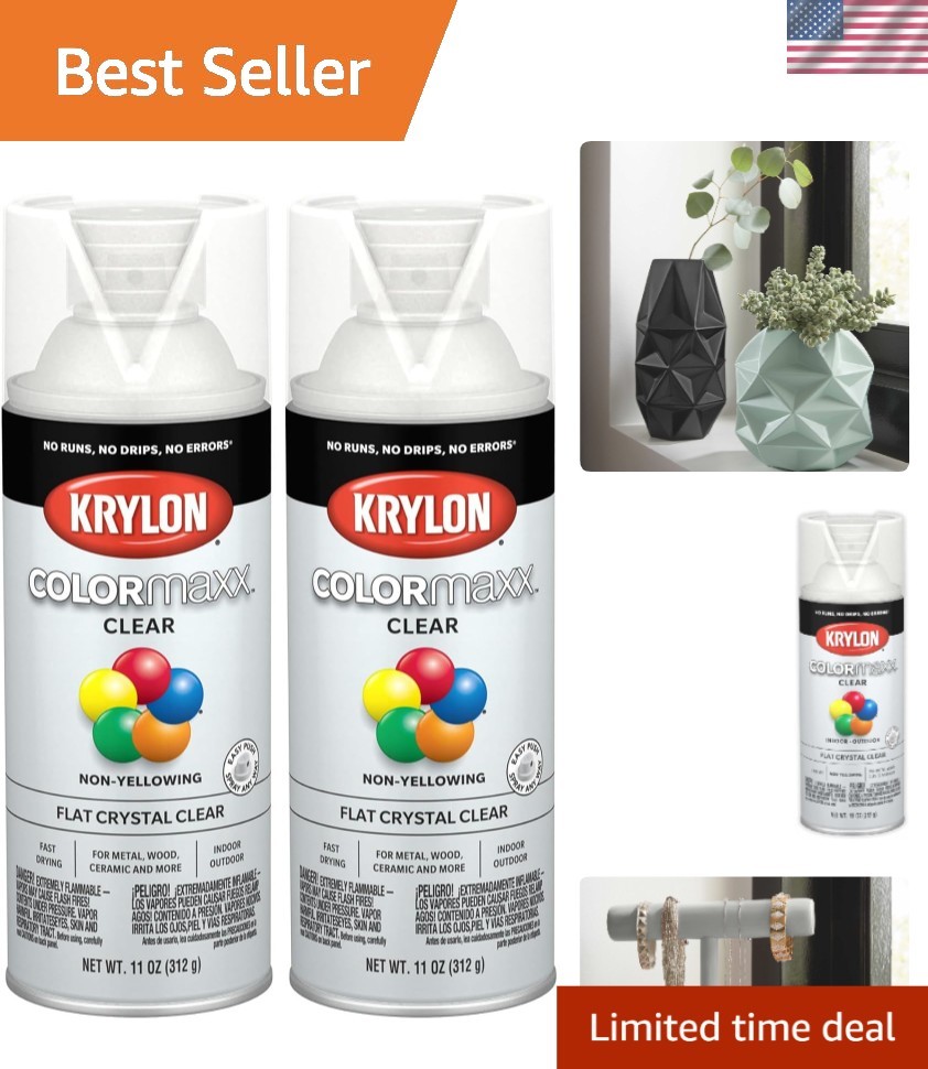 COLORmaxx Acrylic Clear Spray Paint, Fast-Drying, Non-Yellowing Finish, 11oz x 2