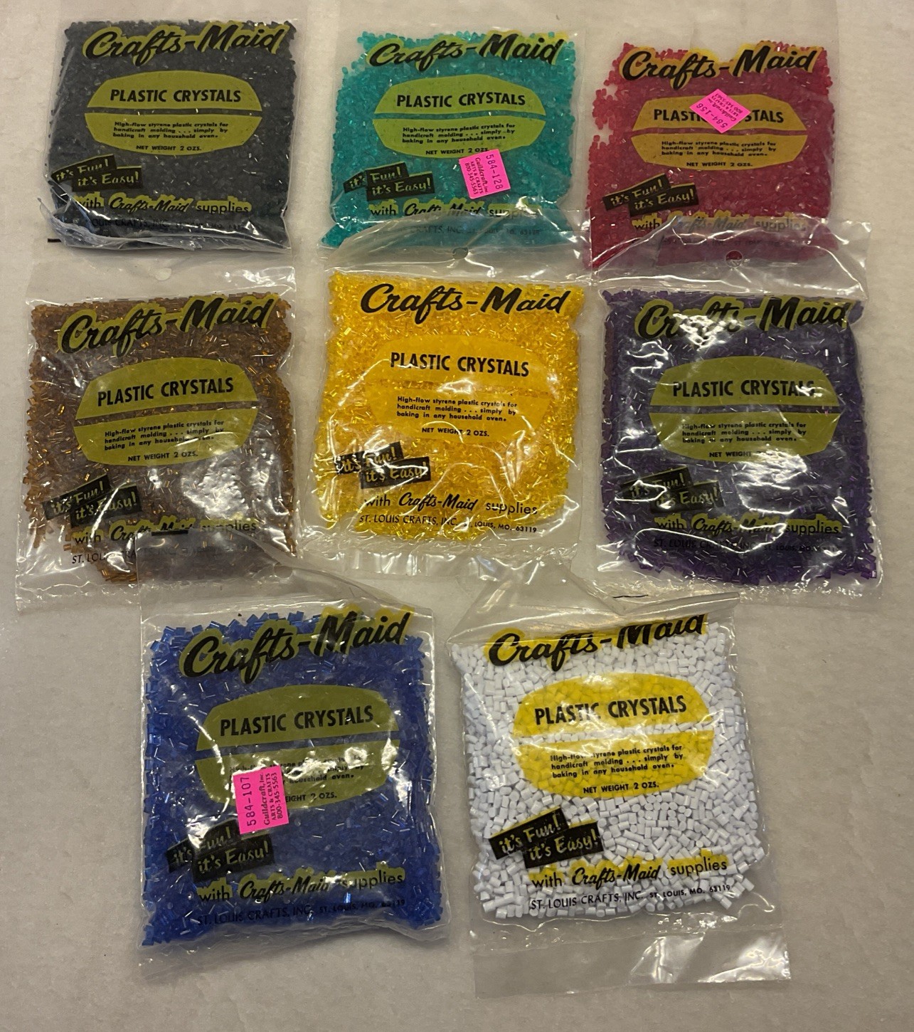 Vintage Crafts Maid Plastic Crystals New Old Stock 8 2 Ounce Packages