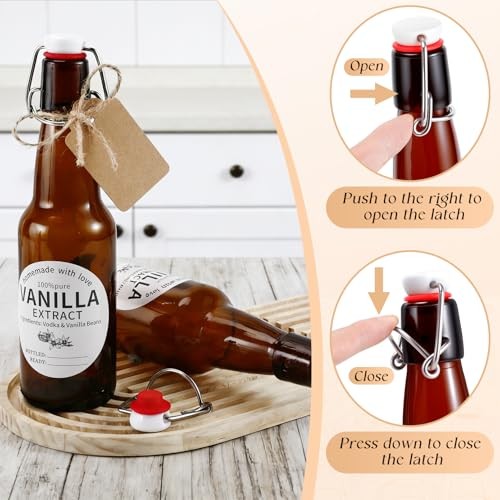 8 Pack 11 Oz Swing Top Glass Bottles Set – Glass Bottles for Vanilla Extract