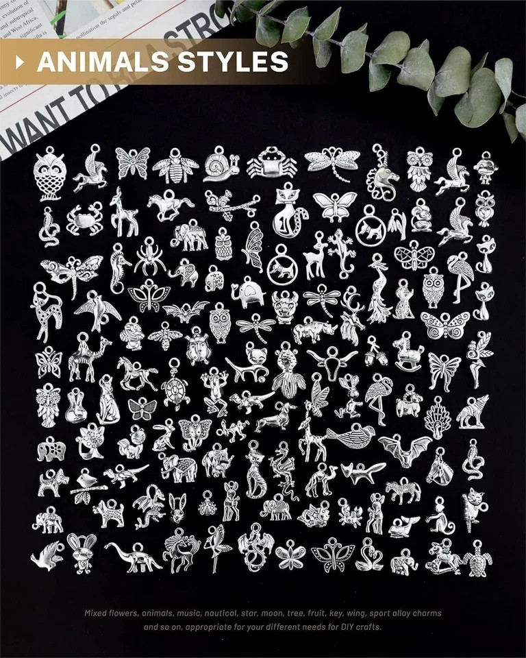 300 PCS Wholesale Bulk Lot Jewelry Making Charms Mixed Smooth Tibetan Silver NEW