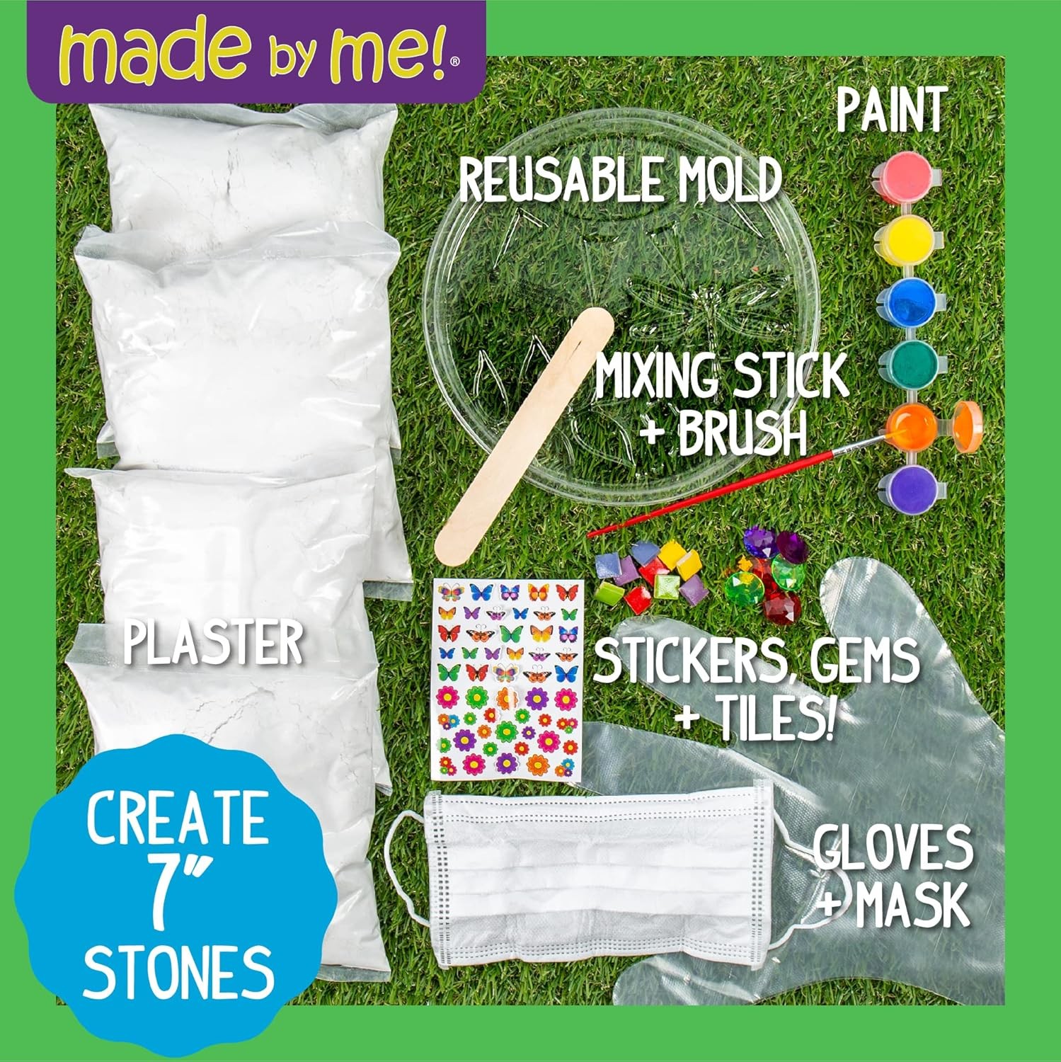 Made By Me Mix & Mold Your Own & Make 4 DIY Personalized Stepping Stones, Great