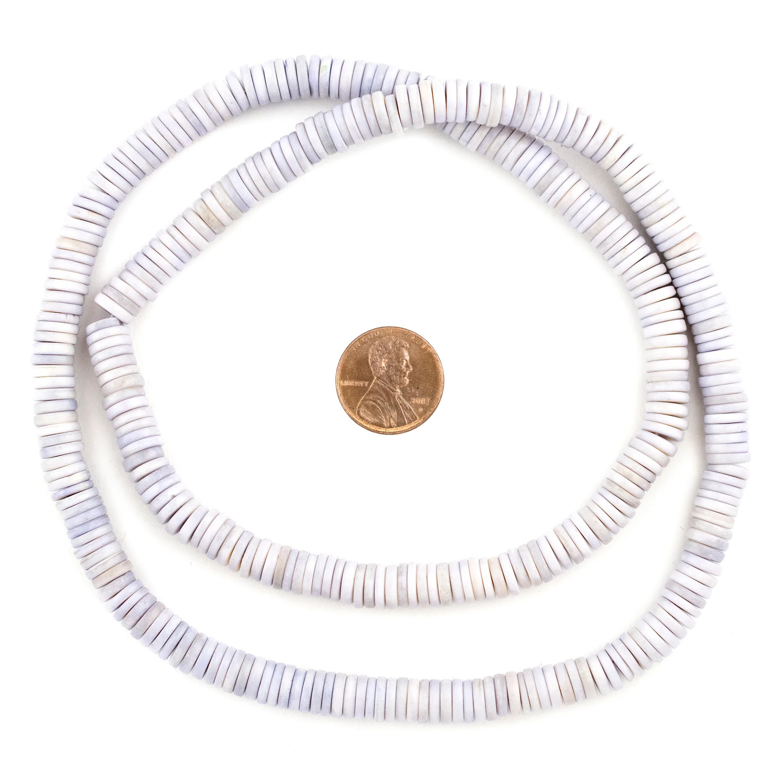 Pastel Purple Bone Button Beads 6mm Nepal Disk Large Hole 24 Inch Strand