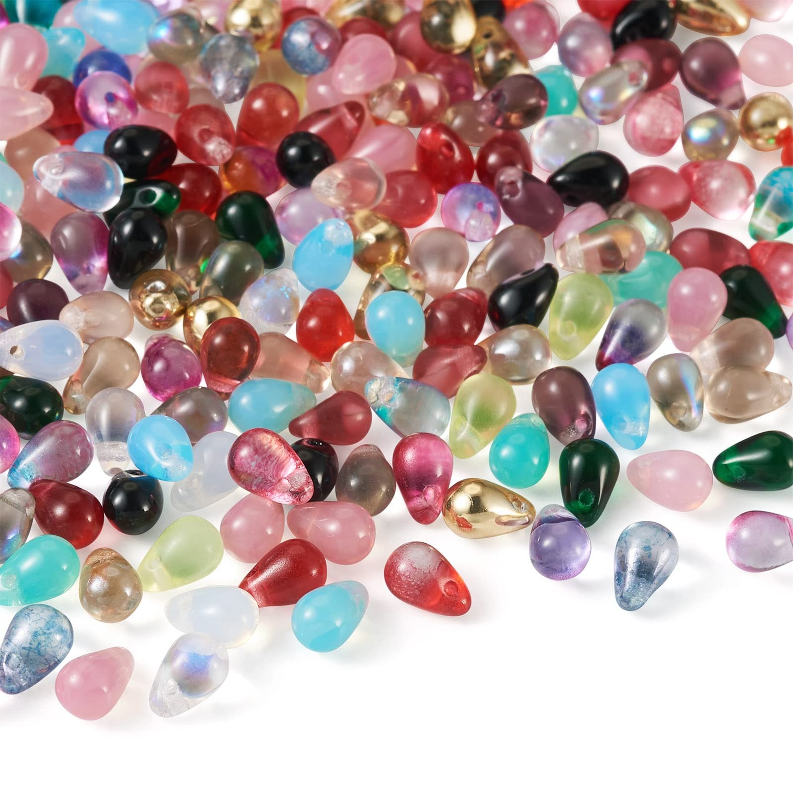Craftdady 350Pcs Teardrop Czech Glass Beads Mixed Colors Lustered Drop Spacer…