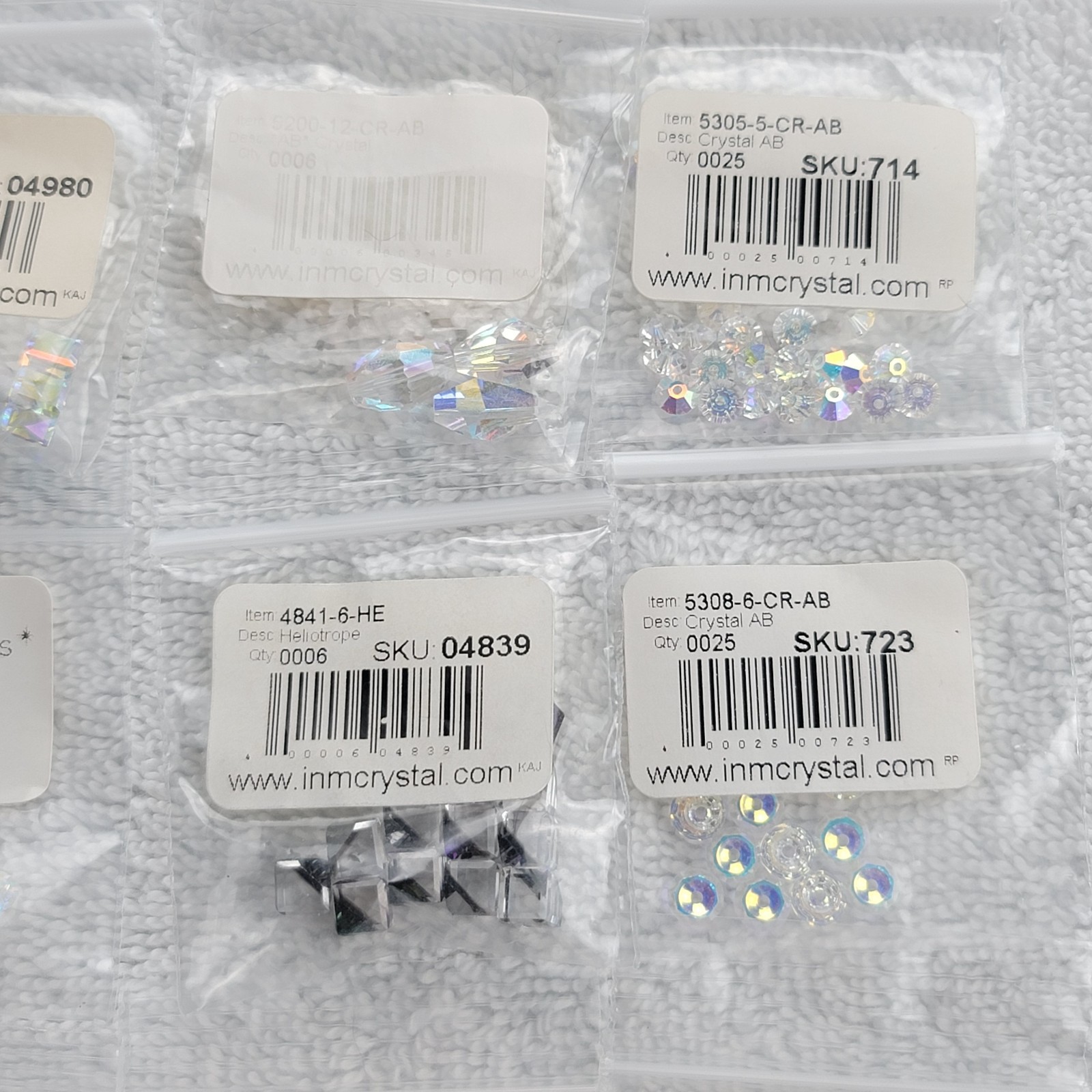 Swarovski Crystal Bead Lot Clear AB Drop Heart Cube/Mixed Qty 4841 5205 5305