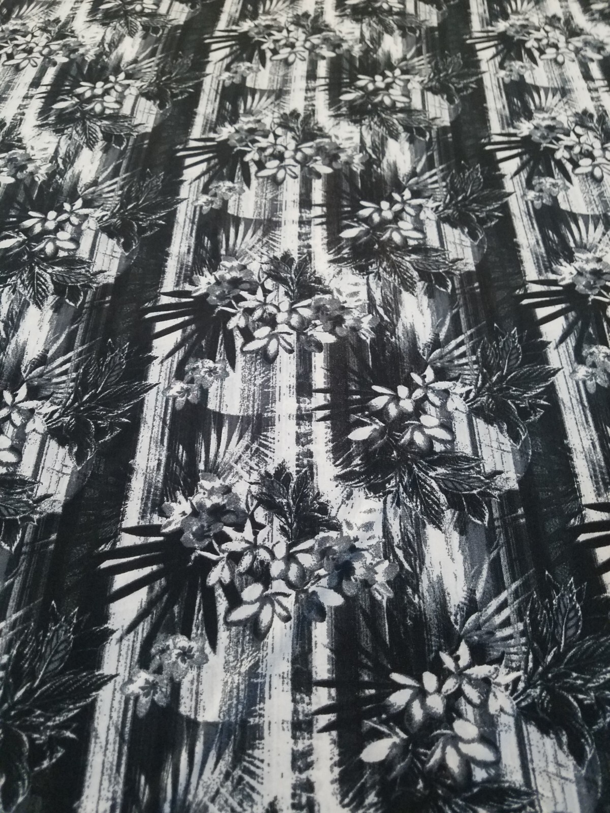 Black floral Printed spandex stretchable Fabric wrinkle resistant 60” W Sold BTY