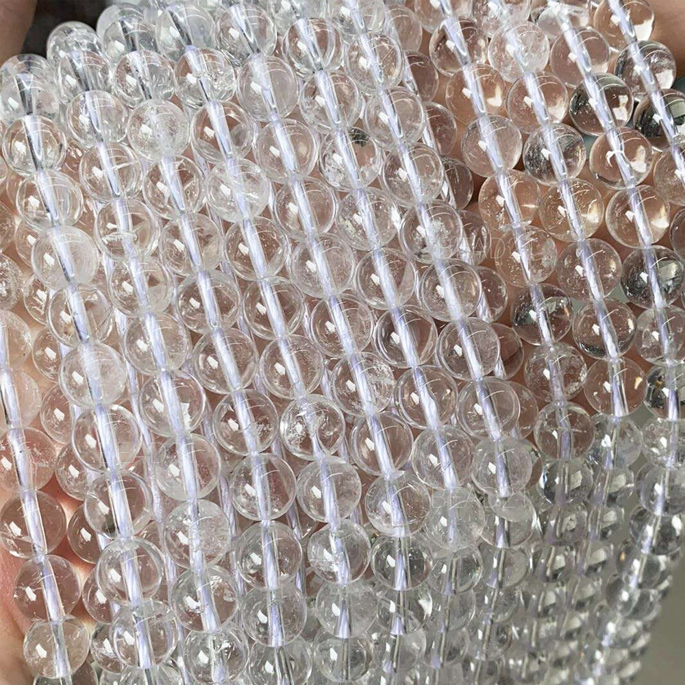 Clear Crystal Quartz Beads Round 4mm 6mm 8mm 10mm 12mm 15.5″ Strand