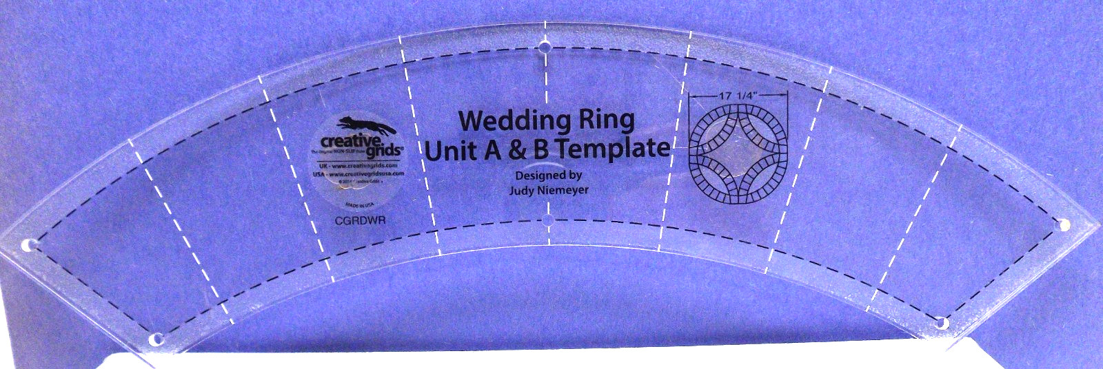 CREATIVE GRIDS 2-1/4″ x 11″ Wedding Ring Tool Unit A & B TEMPLATE Half Rectangle