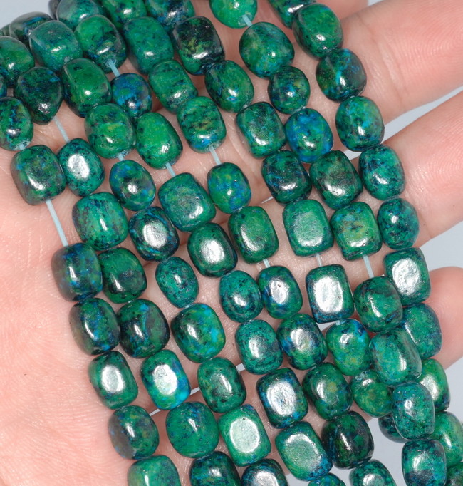 8X6MM CHRYSOCOLLA GEMSTONE NUGGET LOOSE BEADS 15.5″