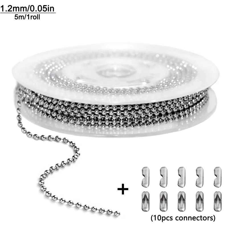 5m Stainless Steel Ball Chain 1.2-4mm Beaded Chain Jewelry Craft Making